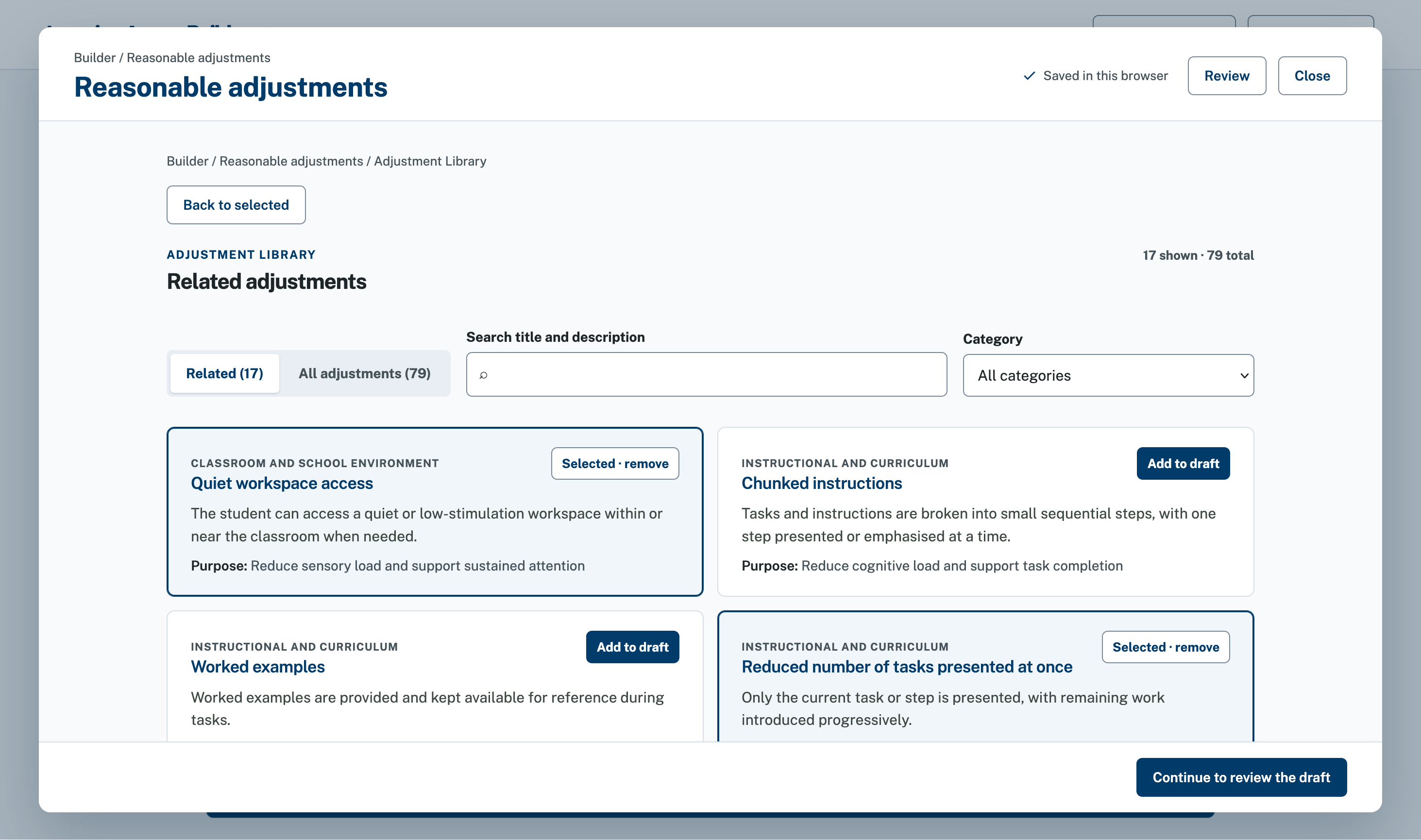 Adjustment Library — Related in LAB, using an invented student example